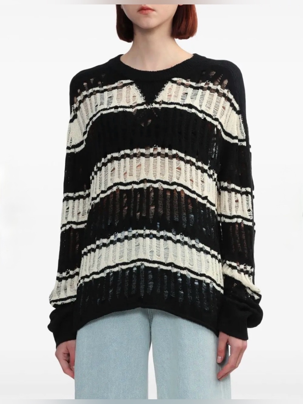 Eytys Jaxon Knit Sweater in black and ivory white